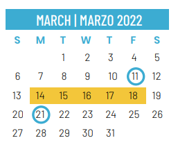 District School Academic Calendar for Gilbert F M Elementary for March 2022