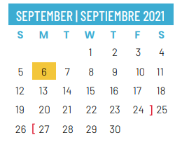 District School Academic Calendar for Schulze Elementary for September 2021