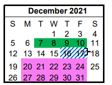 District School Academic Calendar for Itasca High School for December 2021