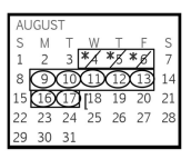 District School Academic Calendar for Alter School for August 2021