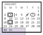 District School Academic Calendar for Alter School for January 2022