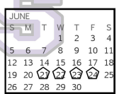 District School Academic Calendar for Alter School for June 2022