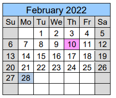 District School Academic Calendar for Epruett Center Of Technology for February 2022