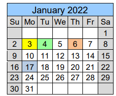 District School Academic Calendar for Epruett Center Of Technology for January 2022