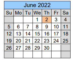 District School Academic Calendar for Section High School for June 2022
