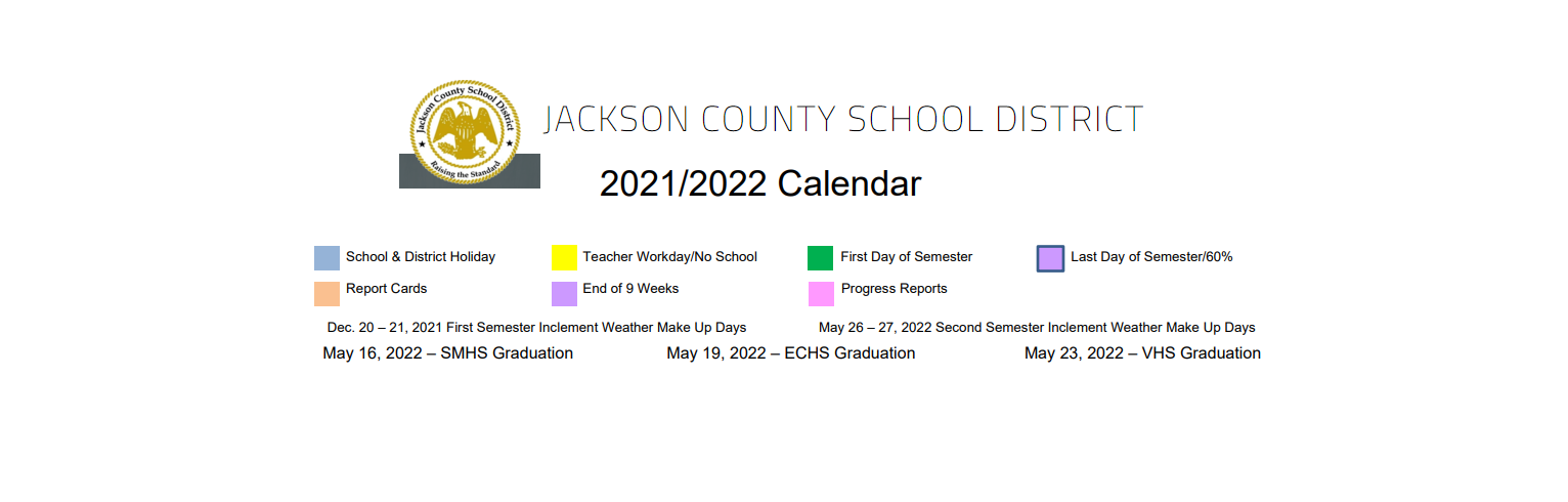 District School Academic Calendar Key for West Jackson Intermediate School