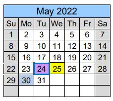 District School Academic Calendar for Woodville High School for May 2022