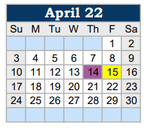 District School Academic Calendar for East Side Elementary for April 2022