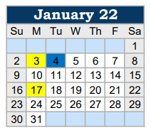 District School Academic Calendar for Jacksonville H S for January 2022