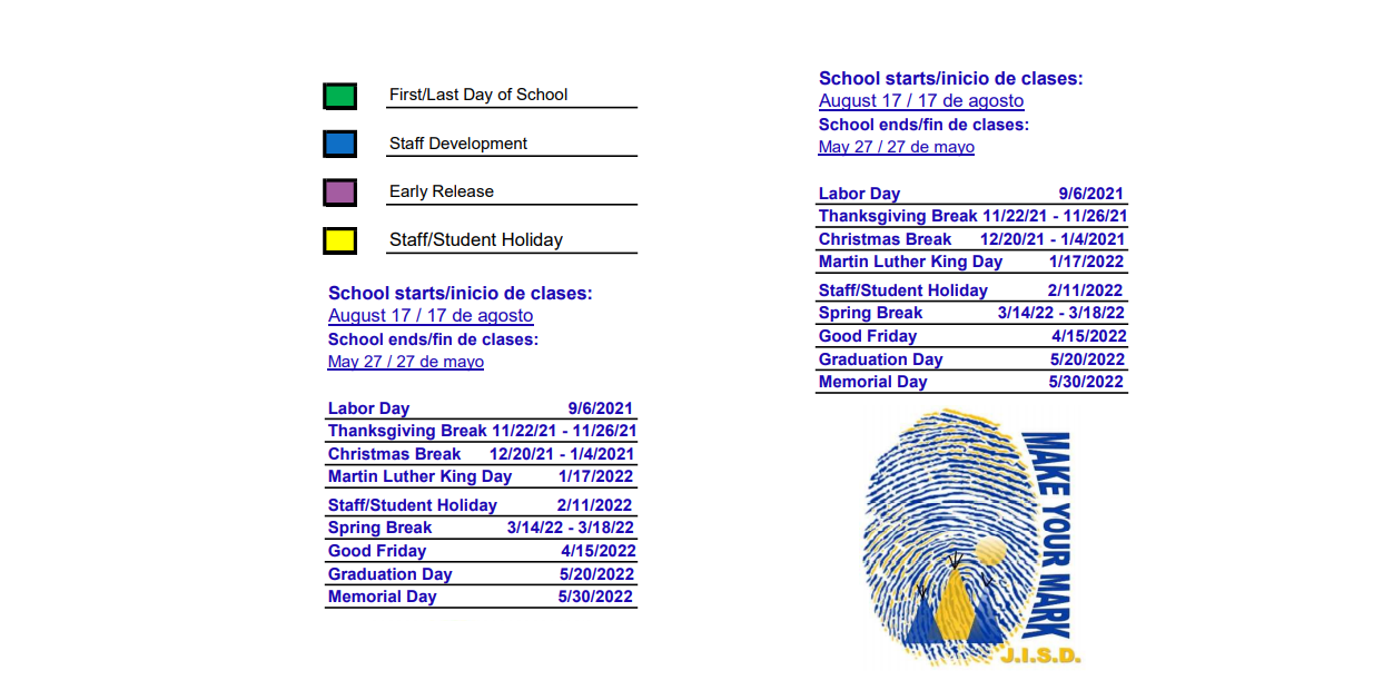 District School Academic Calendar Key for Fred Douglass