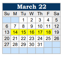 District School Academic Calendar for Joe Wright Elementary for March 2022