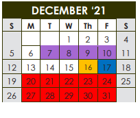 District School Academic Calendar for Lott Detention Center for December 2021