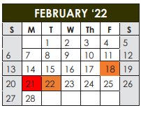 District School Academic Calendar for Lott Detention Center for February 2022