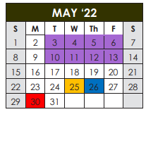 District School Academic Calendar for Lott Detention Center for May 2022