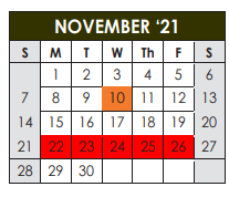 District School Academic Calendar for Lott Detention Center for November 2021