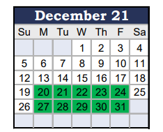 District School Academic Calendar for Jefferson County High School for December 2021