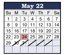 District School Academic Calendar for Jefferson Middle School for May 2022