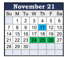 District School Academic Calendar for Jefferson County Adult High School for November 2021
