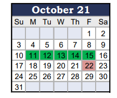 District School Academic Calendar for Dandridge Elementary School for October 2021
