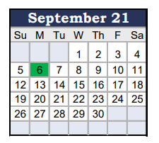 District School Academic Calendar for Piedmont Elementary School for September 2021