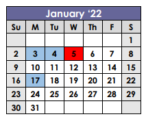 District School Academic Calendar for Hillview Elementaryentary School for January 2022