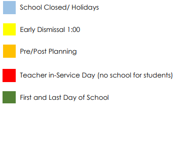 District School Academic Calendar Legend for Louisville Academy