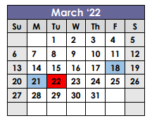District School Academic Calendar for Esl Newcomer Academy for March 2022