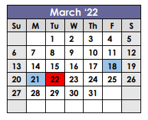 District School Academic Calendar for Ackerly/bingham Guidance Spec Ed High for March 2022