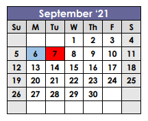 District School Academic Calendar for Kammerer Middle School for September 2021