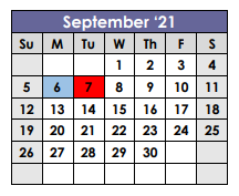 District School Academic Calendar for Ackerly/bingham Guidance Spec Ed High for September 2021