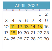 District School Academic Calendar for Jefferson Community School (charter School) for April 2022