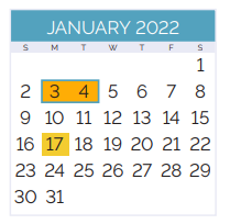 District School Academic Calendar for T.H. Harris Middle School for January 2022