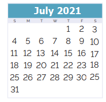 District School Academic Calendar for Stella Worley Middle School for July 2021