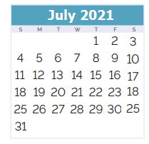 District School Academic Calendar for Theodore Roosevelt Middle School for July 2021