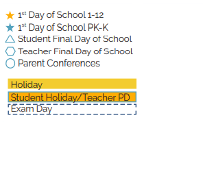District School Academic Calendar Legend for Gretna NO. 2 Academy For Advanced Studies