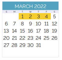 District School Academic Calendar for Thomas Jefferson Academy For Advanced Studies for March 2022