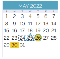 District School Academic Calendar for Miller Wall Elementary School for May 2022