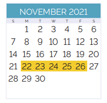 District School Academic Calendar for Gretna NO. 2 Academy For Advanced Studies for November 2021