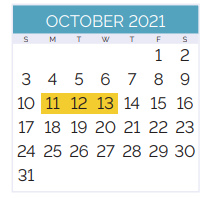 District School Academic Calendar for Ella Dolhonde Elementary School for October 2021