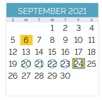 District School Academic Calendar for Miller Wall Elementary School for September 2021
