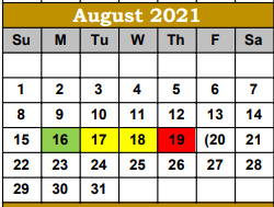 District School Academic Calendar for Hebbronville Elementary for August 2021