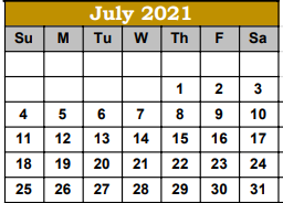 District School Academic Calendar for Hebbronville High School for July 2021