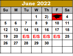 District School Academic Calendar for Hebbronville High School for June 2022