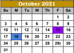 District School Academic Calendar for Hebbronville High School for October 2021