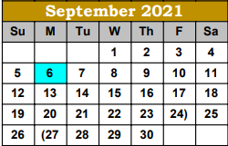 District School Academic Calendar for Hebbronville Elementary for September 2021