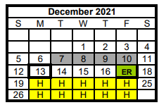 District School Academic Calendar for Joaquin High School for December 2021