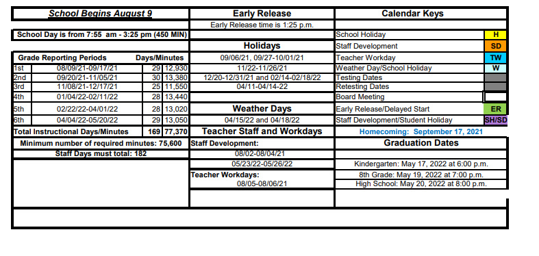 District School Academic Calendar Key for Joaquin High School