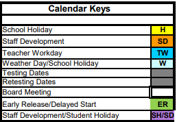 District School Academic Calendar Legend for Joaquin Jr High School