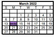District School Academic Calendar for Joaquin High School for March 2022