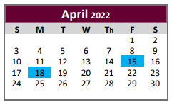 District School Academic Calendar for Lyndon B Johnson Middle for April 2022
